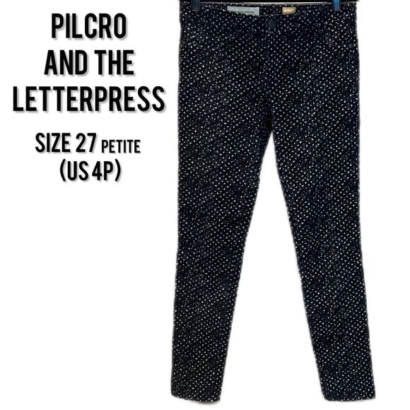 PILCRO AND THE LETTERPRESS • Black Corduroy Serif Pants • Size 27 Petite (US 4P) - Picture 1 of 8